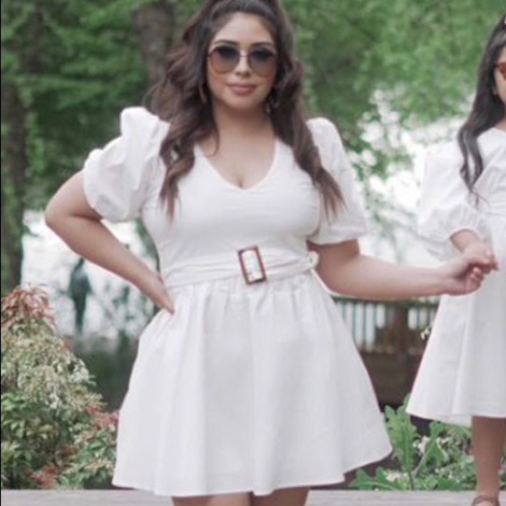 White belted dress